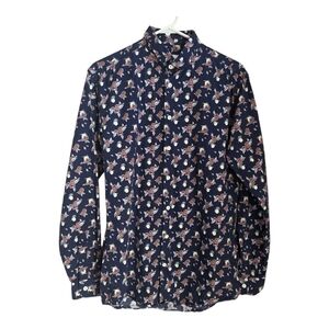 Frank & Oak Dark Blue Fruit Design Button-Down Shirt  Size Small